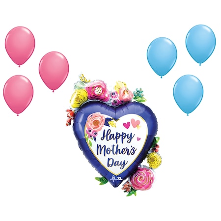 Mother's Day Theme Balloon Set, 34in. Mothers Day Satin Watercolor Floral Balloon